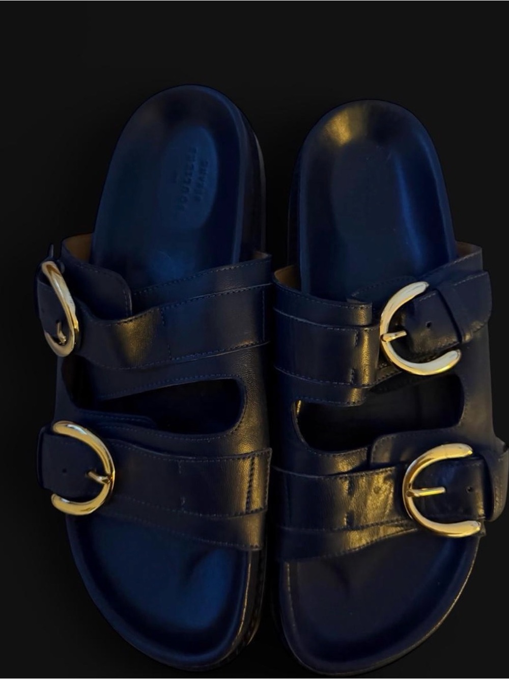 Sézane Lenny Low Mules – Navy Blue – Leather  Size 8